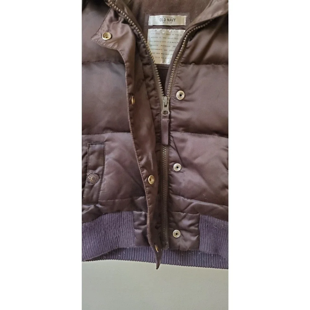 Old Navy Children's Winter Puffer Jacket Coat Brown With Fur Lined Hood Small